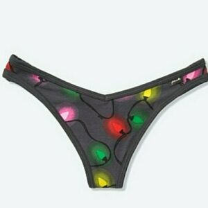 nwt Victoria's Secret PINK holiday christmas lights cotton thong